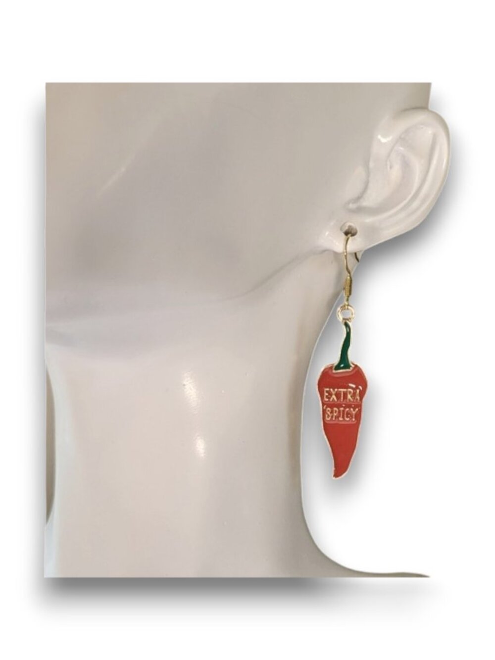Extra Spicy Hot Pepper Earrings Red Chili Novelty Dangles - Picture 7 of 8